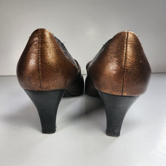 Art Effects Shoes Heels Size 7 Embossed Tooled Leather Look Square Toe 2 3/4" - Picture 13 of 13